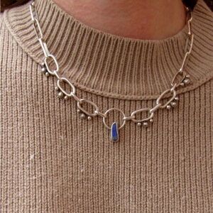 Handmade Opal and Sterling Silver Paperclip Necklace